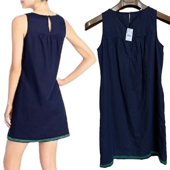 J. Crew factory Women’s  Embroidered Sleeveless Dress Navy Blue Size XXS - Picture 2 of 8